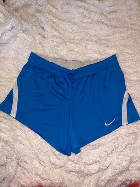 Nike Women's Royal Blue Athletic Shorts with Gray Accents
